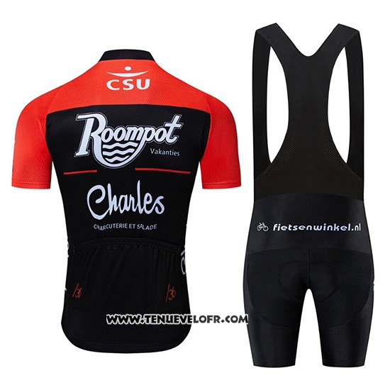 2019 Maillot Ciclismo Roompot Charles Rouge Noir Manches Courtes et Cuissard